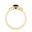 Natural Black Spinel Diamond Double Band Engagement Ring AAA - Rosec Jewels