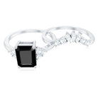 Created Black Diamond Engagement Ring Set with Diamond AAAA ( Synthetic ) - Rosec Jewels