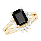Created Black Diamond Engagement Ring Set with Diamond AAAA ( Synthetic ) - Rosec Jewels