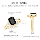 Created Black Diamond Engagement Ring Set with Diamond AAAA ( Synthetic ) - Rosec Jewels