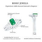 Certified Real Emerald Diamond Emerald Cut Engagement Ring and Wedding Band AAA - Rosec Jewels
