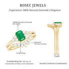 Certified Real Emerald Diamond Emerald Cut Engagement Ring and Wedding Band AAA - Rosec Jewels