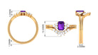 1.4 Carat Amethyst Emerald Cut Engagement Ring with Diamond Wedding Band AAA - Rosec Jewels