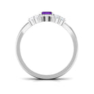 1.4 Carat Amethyst Emerald Cut Engagement Ring with Diamond Wedding Band AAA - Rosec Jewels