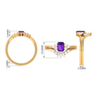 1.4 Carat Amethyst Emerald Cut Engagement Ring with Diamond Wedding Band AAA - Rosec Jewels