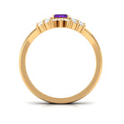 1.4 Carat Amethyst Emerald Cut Engagement Ring with Diamond Wedding Band AAA - Rosec Jewels