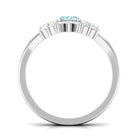 Natural Emerald Cut Aquamarine Marriage Ring Set with Diamond AAA - Rosec Jewels