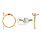 Natural Emerald Cut Aquamarine Marriage Ring Set with Diamond AAA - Rosec Jewels