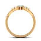 Natural Emerald Cut Aquamarine Marriage Ring Set with Diamond AAA - Rosec Jewels