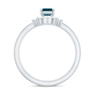 4X6mm Emerald Cut London Blue Topaz Solitaire Trio Ring Set with Diamond AAA - Rosec Jewels