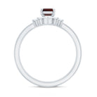 Natural Emerald Cut Garnet Diamond 3 Piece Wedding Ring Set AAA - Rosec Jewels