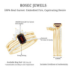 Natural Emerald Cut Garnet Diamond 3 Piece Wedding Ring Set AAA - Rosec Jewels