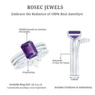 Natural 1.4 Carat Amethyst 3 Piece Bridal Ring Set with Diamond AAA - Rosec Jewels