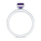 Natural 1.4 Carat Amethyst 3 Piece Bridal Ring Set with Diamond AAA - Rosec Jewels