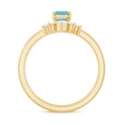 Emerald Cut Aquamarine Solitaire Ring Set of 3 with Diamond AAA - Rosec Jewels