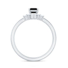 Emerald Cut Black Onyx and Diamond Trio Wedding Ring Set AAA - Rosec Jewels