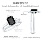 Certified 2 Carat Emerald Cut Lab Grown Black and White Diamond Engagement Ring with Enhancer AAAA ( Synthetic ) - Rosec Jewels