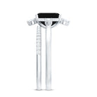 Certified 2 Carat Emerald Cut Lab Grown Black and White Diamond Engagement Ring with Enhancer AAAA ( Synthetic ) - Rosec Jewels