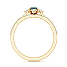 4X6mm Emerald Cut London Blue Topaz Wedding Ring Set with Diamond Band AAA - Rosec Jewels
