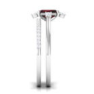 Natural Emerald Cut Garnet Diamond Wedding Bridal Ring Set of 2 AAA - Rosec Jewels