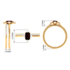 Natural Emerald Cut Garnet Diamond Wedding Bridal Ring Set of 2 AAA - Rosec Jewels