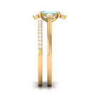 Emerald Cut Genuine Aquamarine and Diamond Designer Engagement Ring Set AAA - Rosec Jewels