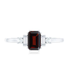 Certified Garnet Emerald Cut Engagement Ring with Real Diamond AAA - Rosec Jewels