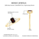 Certified Garnet Emerald Cut Engagement Ring with Real Diamond AAA - Rosec Jewels
