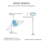 Rosec Jewels-Real 0.6 Carat Aquamarine Emerald Cut Engagement Ring with Diamond