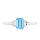Rosec Jewels-Real 0.6 Carat Aquamarine Emerald Cut Engagement Ring with Diamond