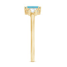Rosec Jewels-Real 0.6 Carat Aquamarine Emerald Cut Engagement Ring with Diamond