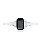 Rosec Jewels-Emerald Cut Black Onyx Engagement Ring with Diamonds