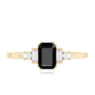 Rosec Jewels-Emerald Cut Black Onyx Engagement Ring with Diamonds