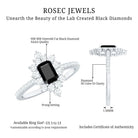 Rosec Jewels-Vintage Style 1.6 Carat Lab Grown Black and White Diamond Emerald Cut Engagement Ring