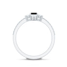 Rosec Jewels-Vintage Style 1.6 Carat Lab Grown Black and White Diamond Emerald Cut Engagement Ring