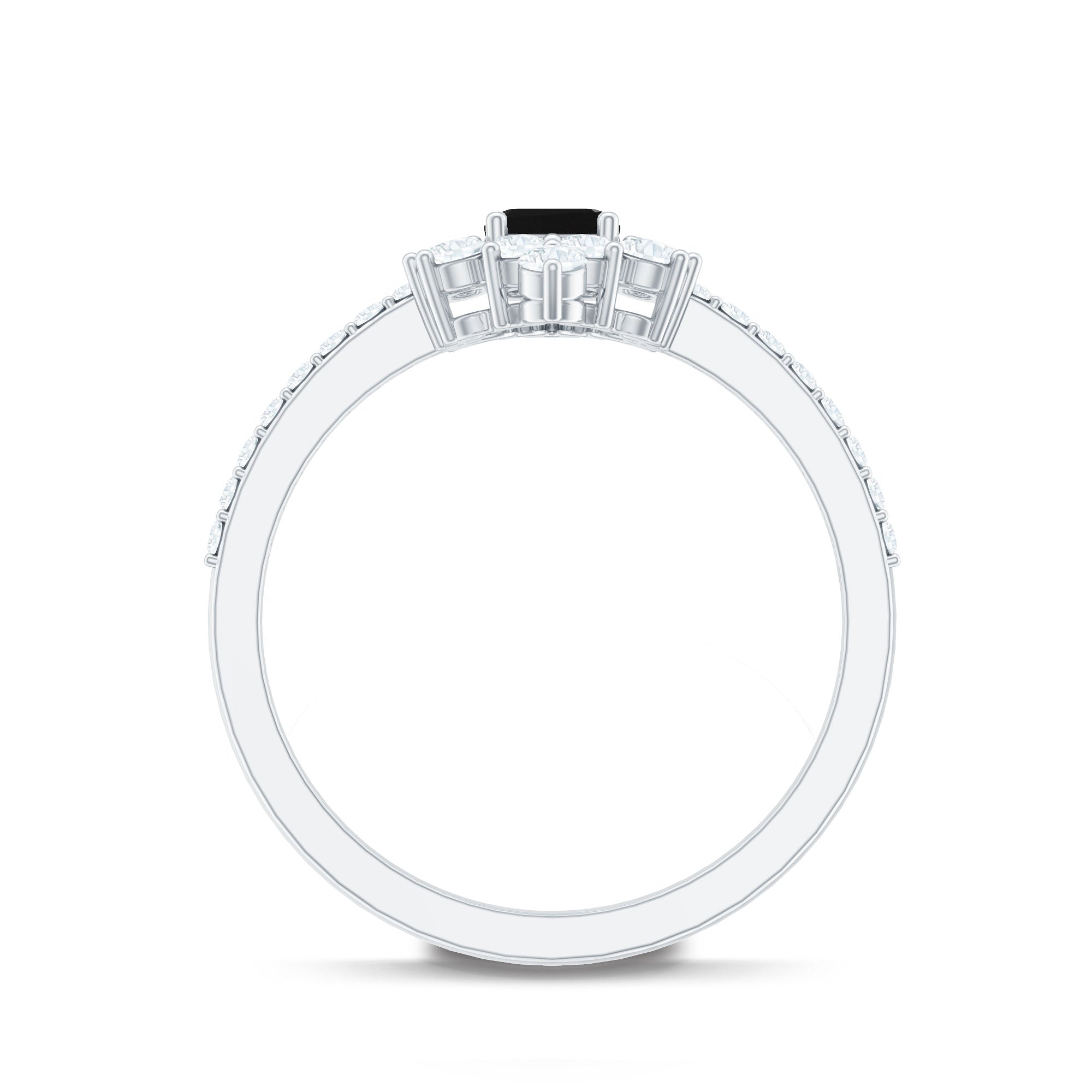 Rosec Jewels-Vintage Style 1.6 Carat Lab Grown Black and White Diamond Emerald Cut Engagement Ring
