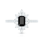 Rosec Jewels-Vintage Style 1.6 Carat Lab Grown Black and White Diamond Emerald Cut Engagement Ring