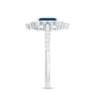 Rosec Jewels-4X6mm Emerald Cut London Blue Topaz Antique Looking Engagement Ring with Diamond Halo