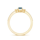 Rosec Jewels-4X6mm Emerald Cut London Blue Topaz Antique Looking Engagement Ring with Diamond Halo