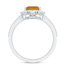 Vintage Looking Citrine Emerald Cut Engagement Ring with Halo AAA - Rosec Jewels