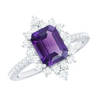Vintage Style 1.4 Carat Emerald Cut Amethyst Engagement Ring with Diamonds AAA - Rosec Jewels