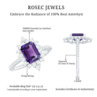 Vintage Style 1.4 Carat Emerald Cut Amethyst Engagement Ring with Diamonds AAA - Rosec Jewels