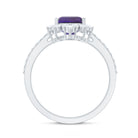 Vintage Style 1.4 Carat Emerald Cut Amethyst Engagement Ring with Diamonds AAA - Rosec Jewels