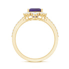 Vintage Style 1.4 Carat Emerald Cut Amethyst Engagement Ring with Diamonds AAA - Rosec Jewels