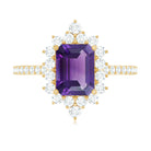 Vintage Style 1.4 Carat Emerald Cut Amethyst Engagement Ring with Diamonds AAA - Rosec Jewels