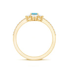 Vintage Looking Aquamarine and Diamond Halo Engagement Ring AAA - Rosec Jewels
