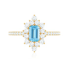 Vintage Looking Aquamarine and Diamond Halo Engagement Ring AAA - Rosec Jewels