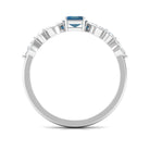 4X6mm Emerald Cut London Blue Topaz Solitaire Ring with Diamond AAA - Rosec Jewels