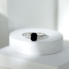 Certified 1.6 Carat Lab Grown Black Diamond Emerald Cut Engagement Ring with Side Stones AAAA ( Synthetic ) - Rosec Jewels