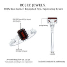 Rosec Jewels-Genuine Garnet Emerald Cut Engagement Ring with Diamond Side Stones